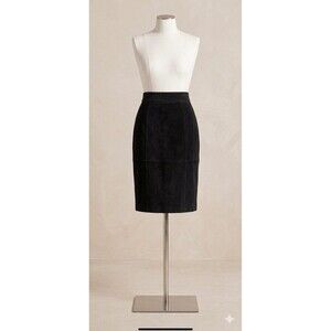 NWT Vintage Global Identity Women’s Sz 7/8 Black Suede Pencil Skirt Knee Length